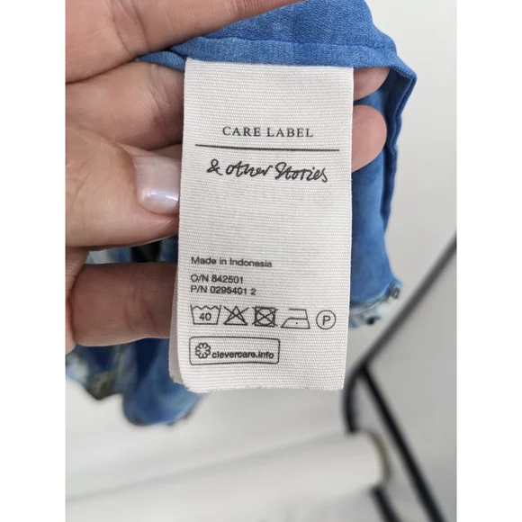 & Other Stories Dress Womens 4 Blue Horses Landscape Printed Boho Art Western - Picture 9 of 12